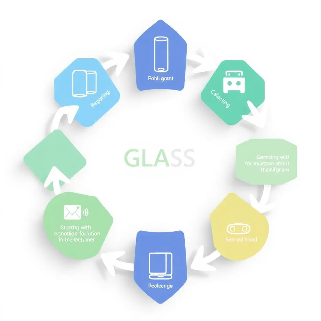 Circular diagram of the glass recycling process